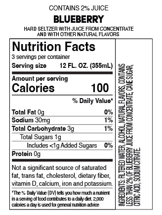 Truly Blueberry Nutritional Label