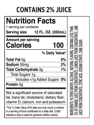 Truly Citrus Squeeze Nutritional Label