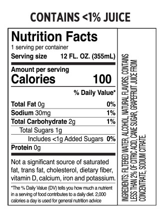 Truly Grapefruit Nutritional Label