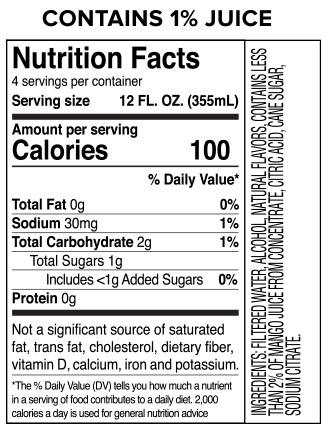 Truly Mango Nutritional Label