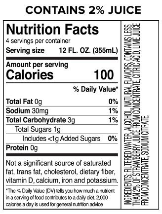 Truly Strawberry Lime Nutritional Label