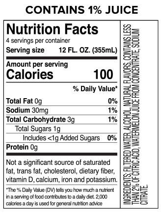 Truly Watermelon Breeze Nutritional Label