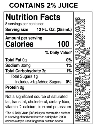 Truly Wild Berry Nutritional Label