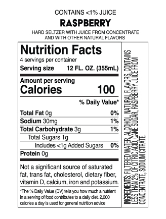 Truly Raspberry Nutritional Label