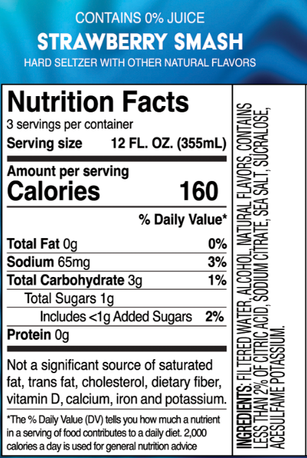 Truly Unruly Strawberry Smash Nutritional Label