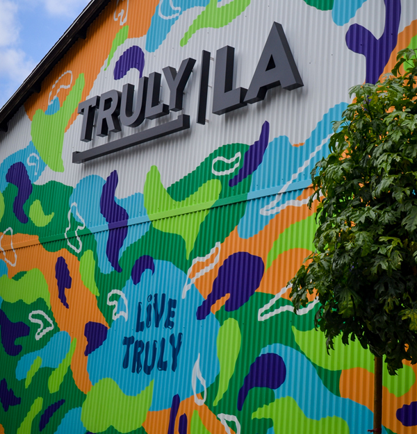 The mural on the outside wall of Truly LA