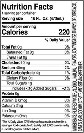 Truly Extra Nutrition Label