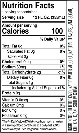 Truly Hard Seltzer Nutrition Label