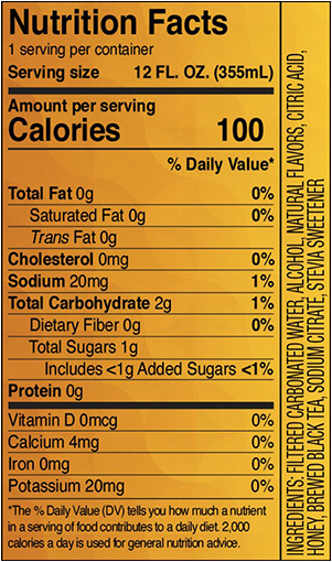 Truly Iced Tea Nutrition Label