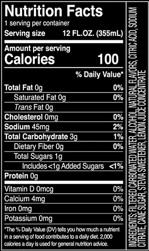 Truly Lemonade Nutrition Label